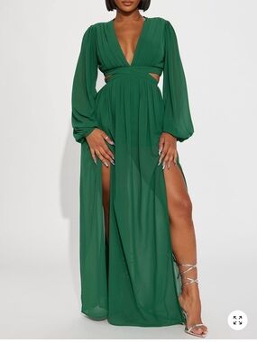 Fashion Nova Emerald Long Sleeve Dress